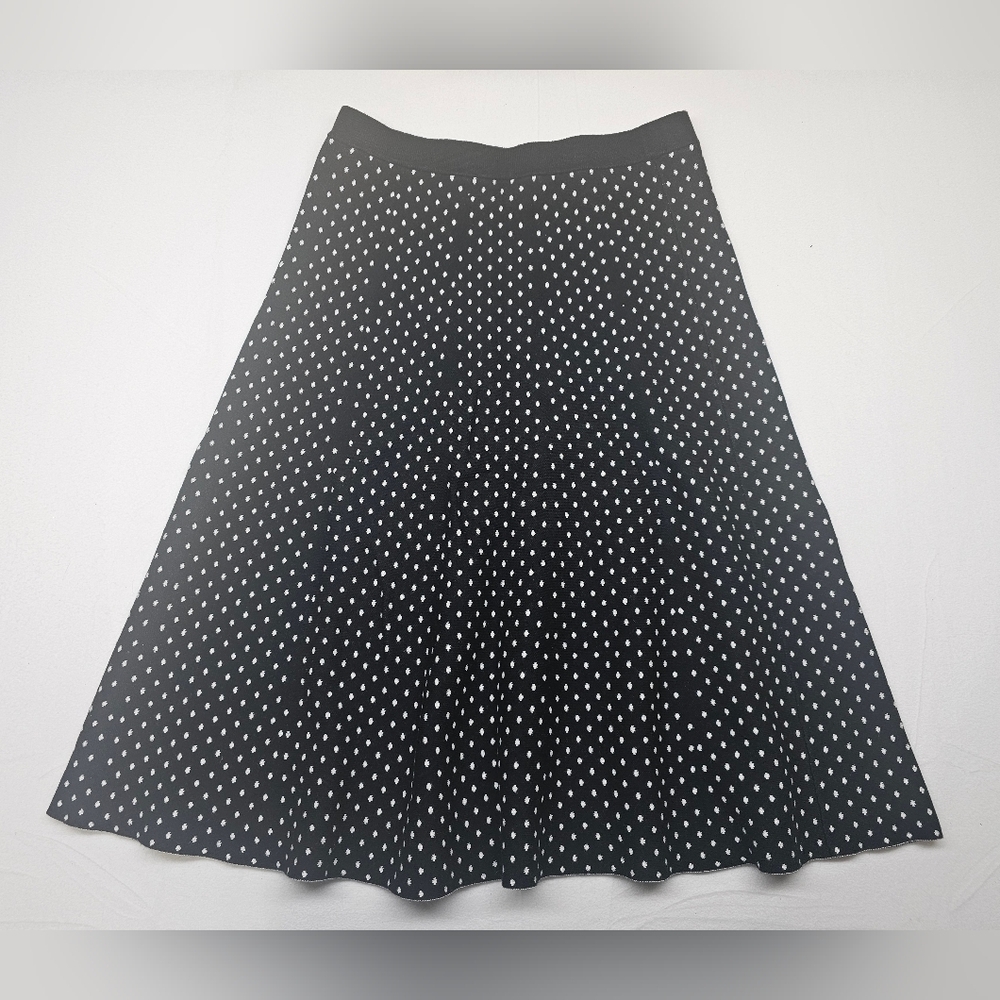 Chelsea & Theodore‎ Black Polka Dot Midi Skirt Career Casual
